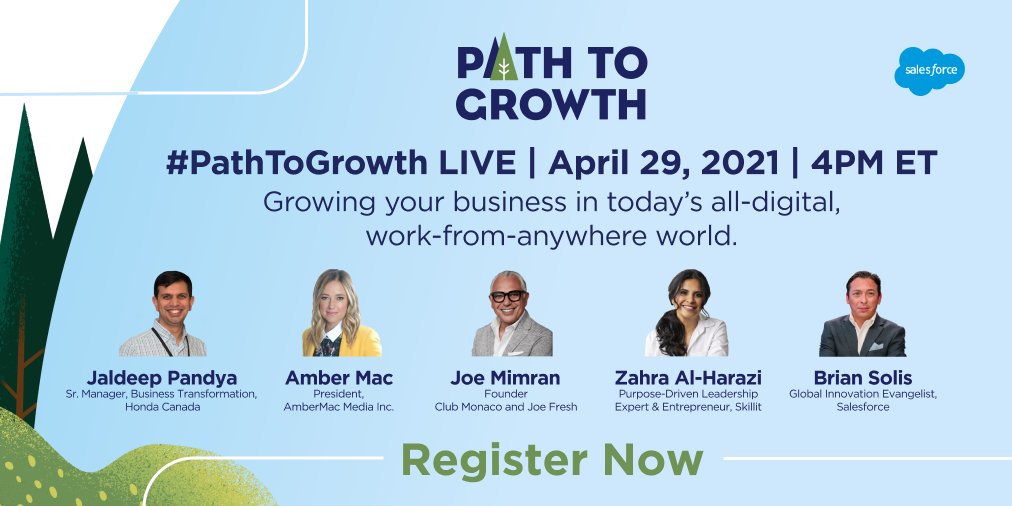 SalesforceCA's tweet photo. Companies will need to embrace technology to remain agile and stay connected with their customers.

Learn how to to sell, service, market, and collaborate from anywhere at #PathToGrowth LIVE April 29, 4PM ET. 

Register now: https://t.co/Vz45pn2wU0 https://t.co/e28WjPo3nl