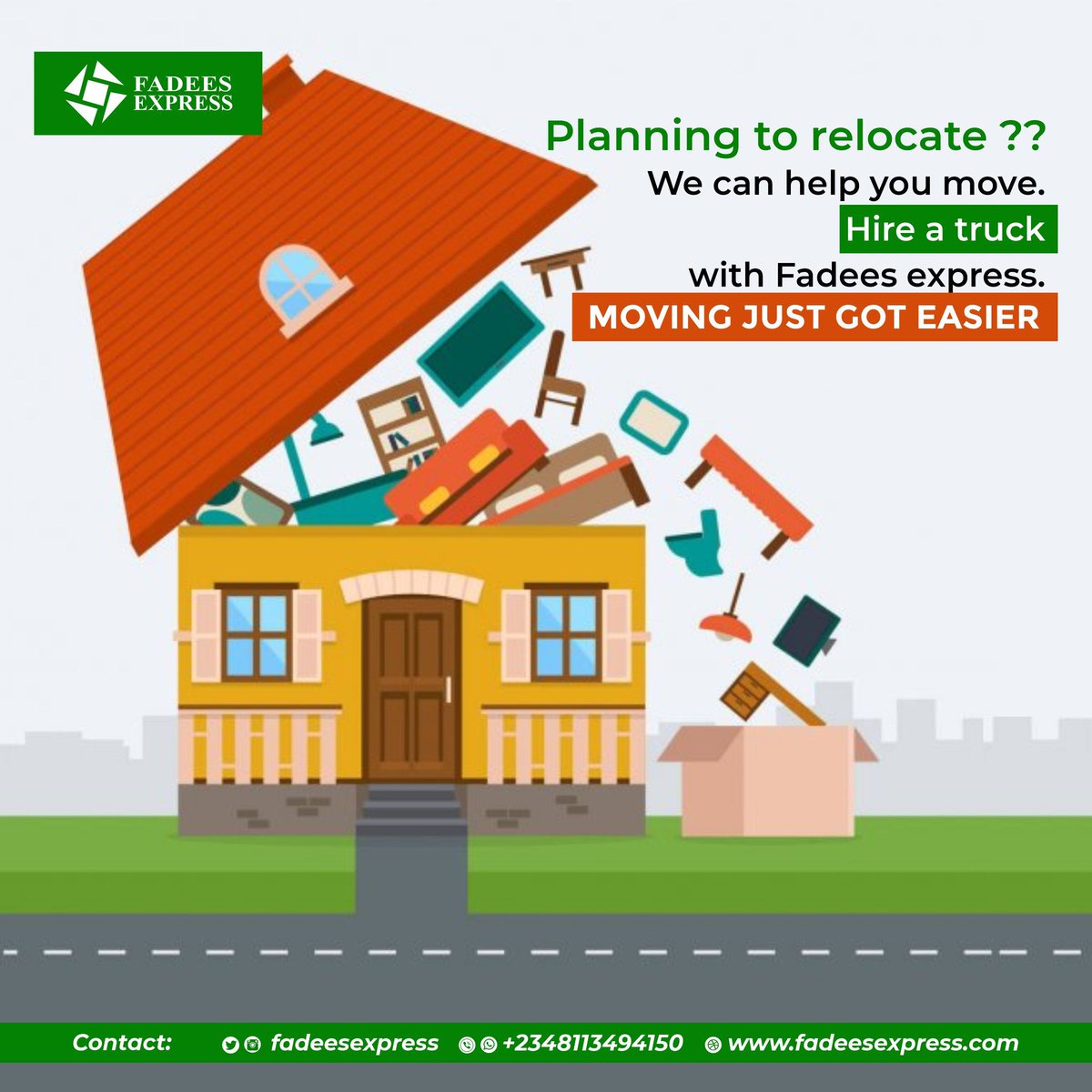 FadeesExpress's tweet image. Moving home can be a tedious task and a whole lot things might get missing in transmission. 

Having a reliable service dedicated to your movement would ease your stress and keep your items safe. 

Need to move homes, send us a DM for enquiries or Call 0811 349 4150 
#ramseynoah
