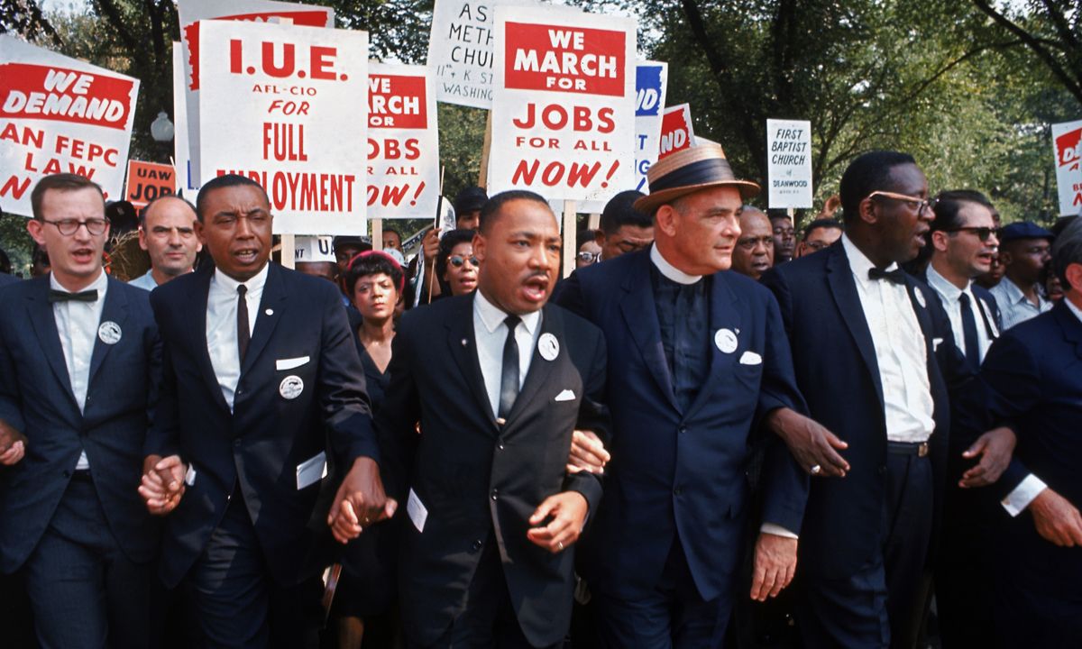 Martin Luther King Jr. said that "We must guard against being fooled by false slogans, such as ‘right to work.’ They rob us of our civil rights and job rights.They are supported by Southern segregationists who are trying to keep us from achieving our civil rights."