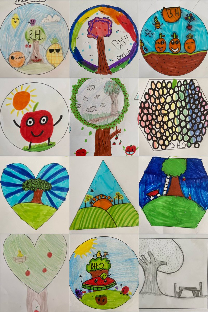 MrsMaker4's tweet image. Year 5 @BHPSMansfield have been designing the new Berry Orchard logo. Friends of Berry hill park. 🌳🍎🍒🍐🍏