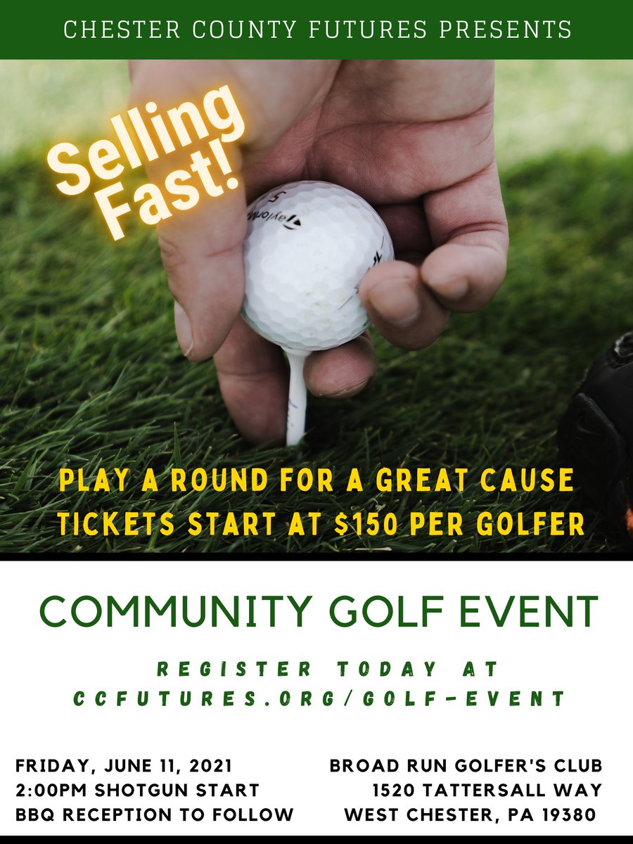 Spots are selling fast...register today at ccfutures.org/golf-event