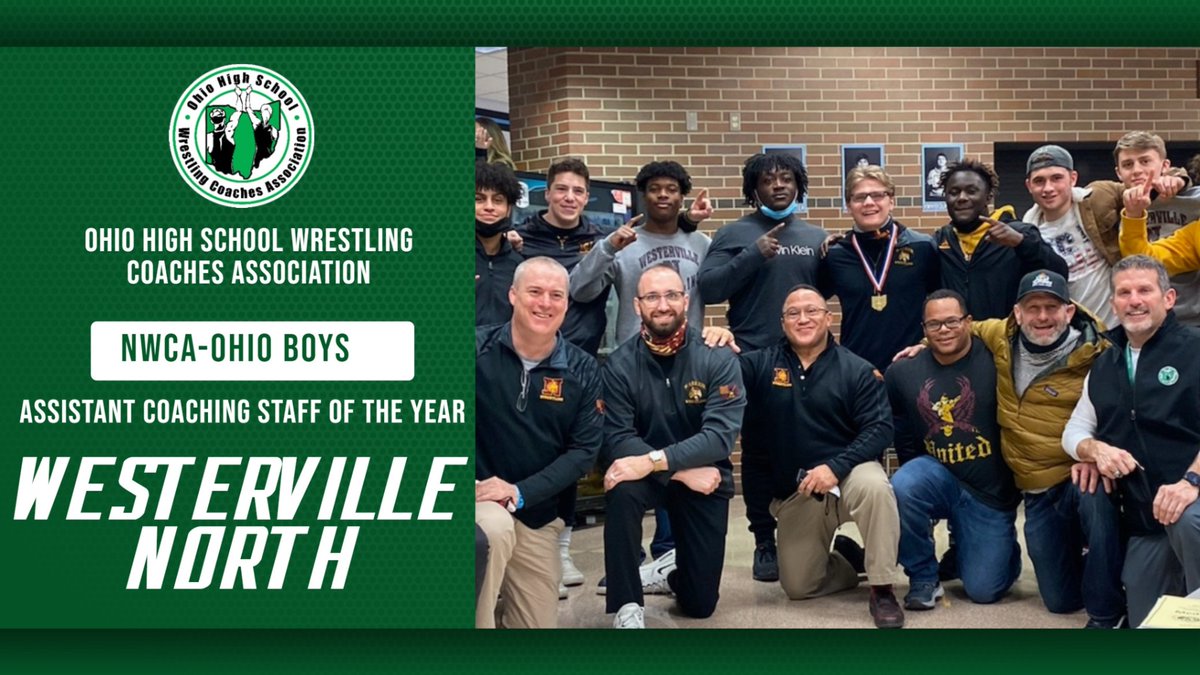 This year's Ohio nominee for the National Wrestling Coaches Association 
<a href="/nwcawrestling/">NWCA</a>
 
Boys Assistant Coaching Staff of the Year 
Westerville North High School 
<a href="/WCSOH/">Westerville Schools</a> <a href="/WNHS_Wrestling/">WNHS Wrestling</a> <a href="/WNHS_Warriors/">WNHS_Warriors</a>  
<a href="/NorthWarriorsAD/">North Warriors AD</a> <a href="/OHSAAwrestling/">OHSAA Wrestling</a> <a href="/OHSAASports/">OHSAA Sports</a>