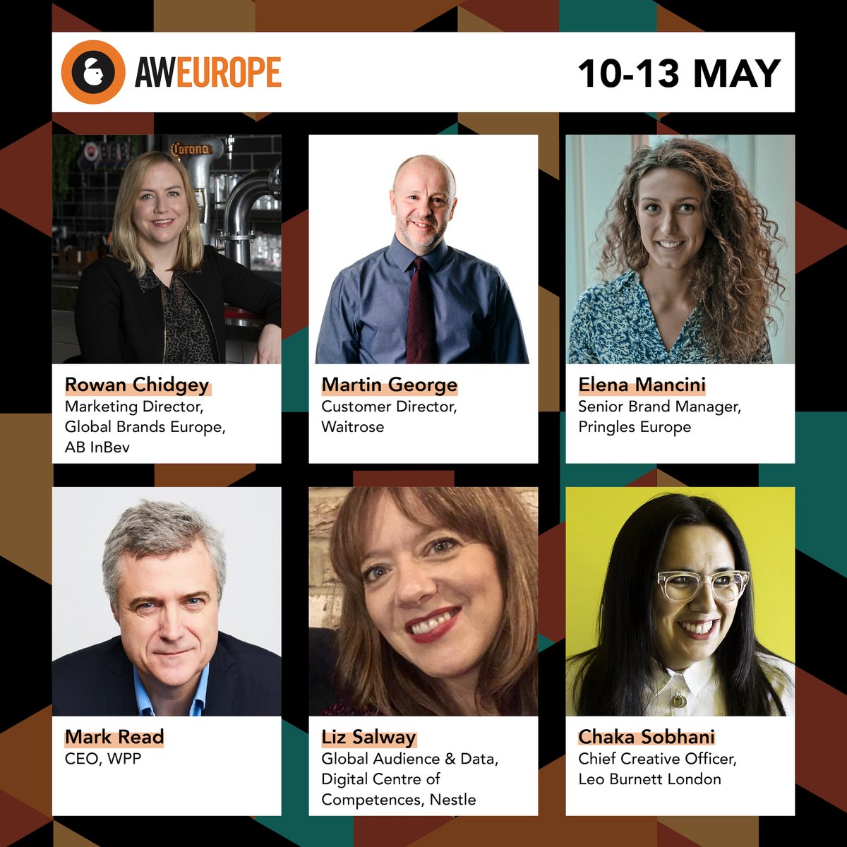 The #AWEurope agenda is now LIVE! 😱

#AWEurope returns 10-13 May as an immersive digital experience we promise you won't want to miss. Join leaders from brands like <a href="/amazon/">Amazon</a>, <a href="/Mastercard/">Mastercard</a>, <a href="/LinkedIn/">LinkedIn</a>, <a href="/Unilever/">Unilever</a> &amp; more to leave buzzing with ideas. ow.ly/Q0Th50Et7mH