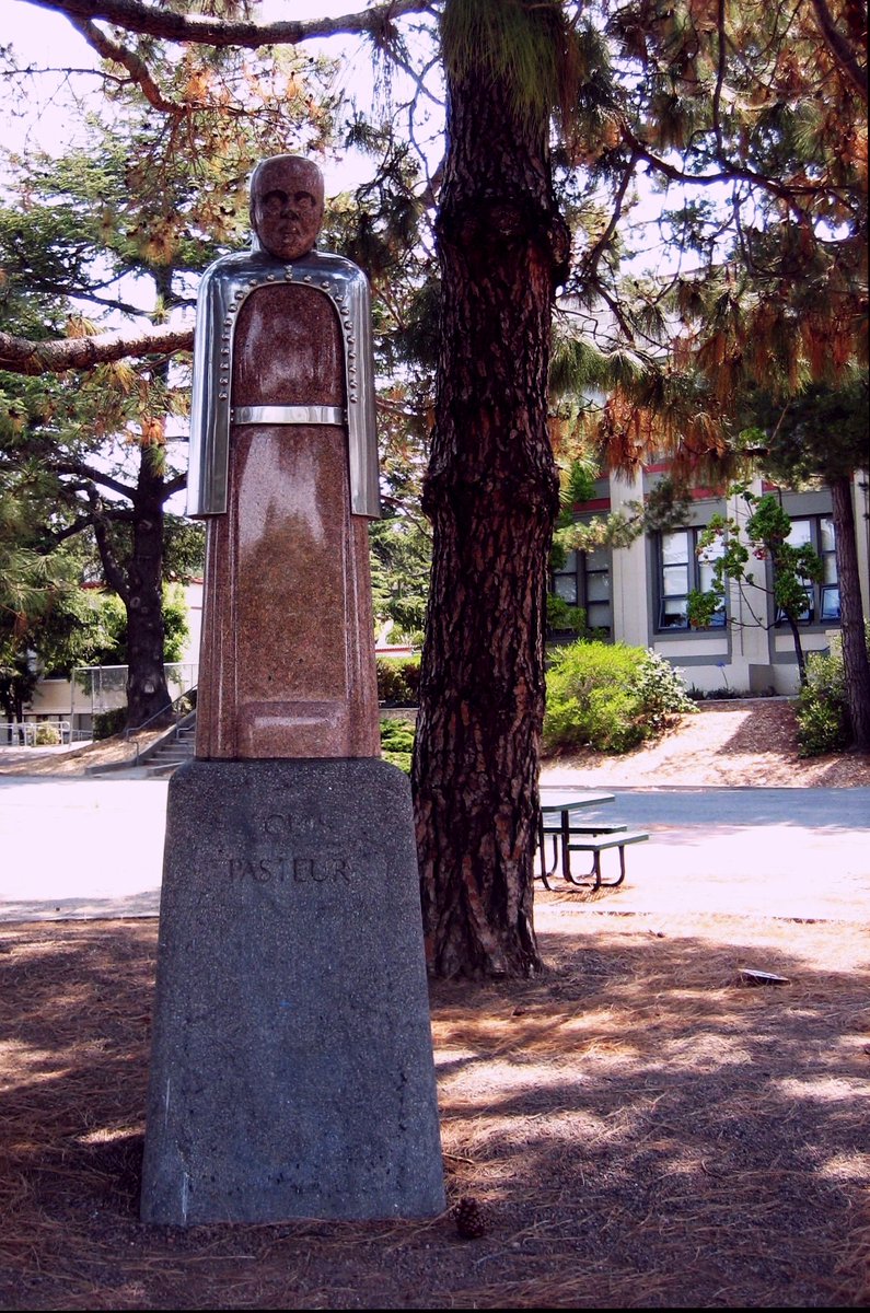 Benny Bufano's 1940 statue of Louis Pasteur in stainless steel and granite at San Rafael High School. San Rafael High School is a public high school located at 150 Third St. in San Rafael, California, United States. :-)