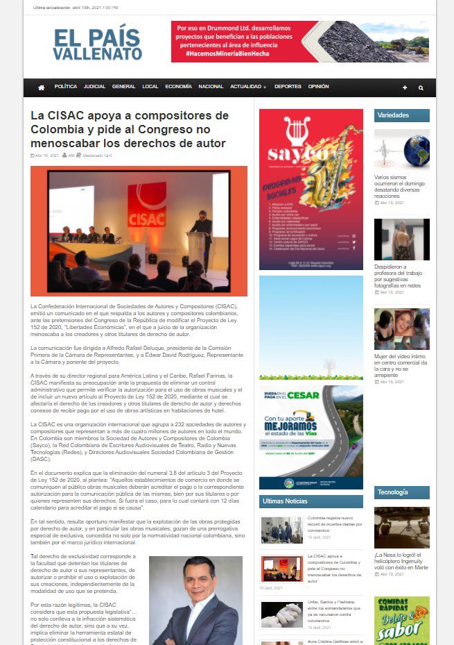 ReFranCa4's tweet photo. Nuestros legisladores deben entender que el mundo tiene los ojos puestos en Colombia y que no ven bien que se legisle en detrimento de los derechos de nuestros autores y compositores, contrario a lo dispuesto en los tratados internacionales @SaycoOficial transparente @Clorduy https://t.co/Dua9mVfXR3
