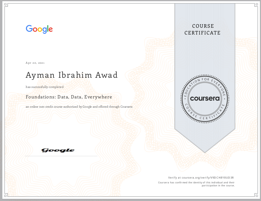 Google data analytics professional certificate