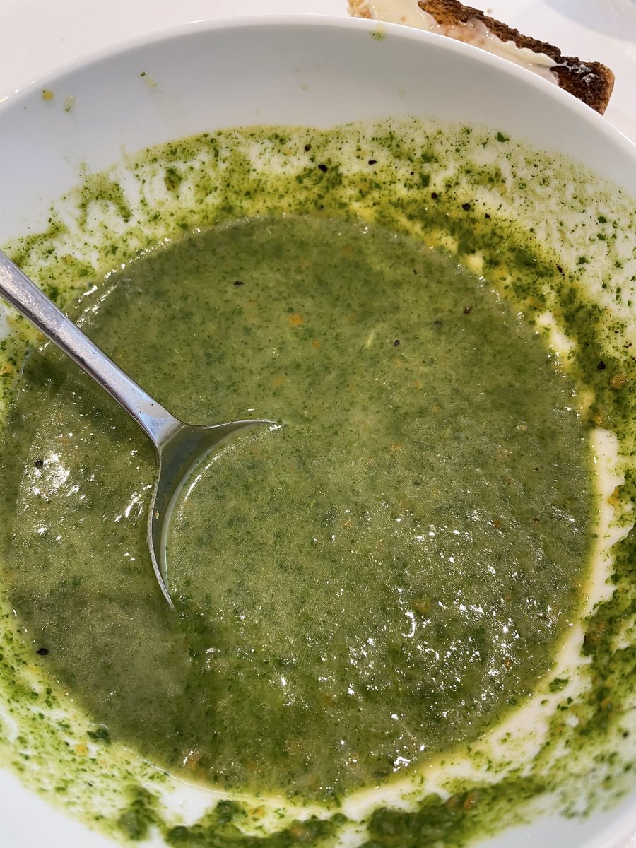 TrevorGreetham's tweet photo. Stinging nettle soup. Also replaced a pair of bike brake pads (in a mere 2-3 hours) and caught a carp. 😇 #EasterAtHome https://t.co/4MvdX8GhTg
