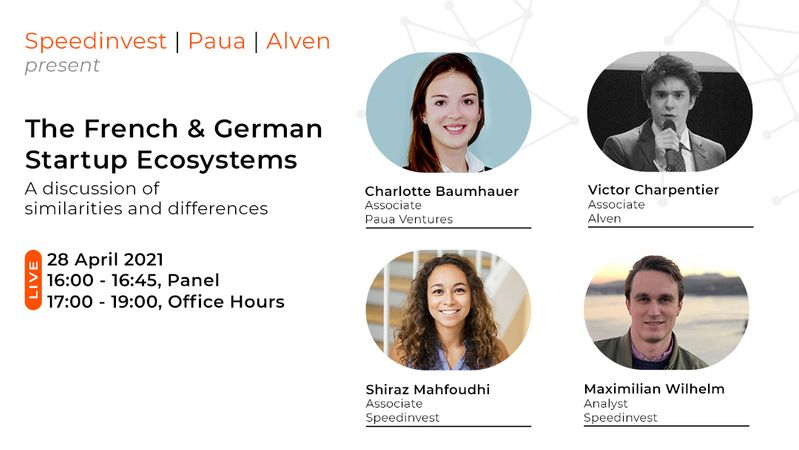 Join my <a href="/speedinvest/">Speedinvest</a> team members <a href="/ShirazMah/">Shiraz Mahfoudhi</a> &amp; <a href="/muc_maximilian/">Max</a> to discuss the similarities &amp; differences between the #startup ecosystems in #France &amp; #Germany. Sign up here: speedinvest.typeform.com/to/P2PP8yAI
