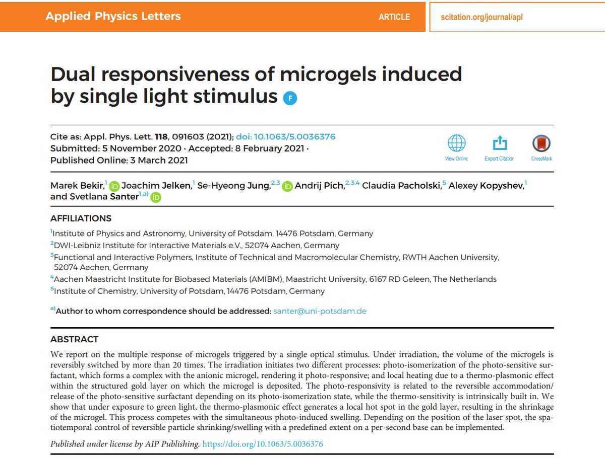 SanterLab's tweet image. Check out our scientific version of the idiom: “killing two birds with one stone”! aip.scitation.org/doi/10.1063/5.…
#microgel #azobenzene #surfactant #plasmonic #thermal
