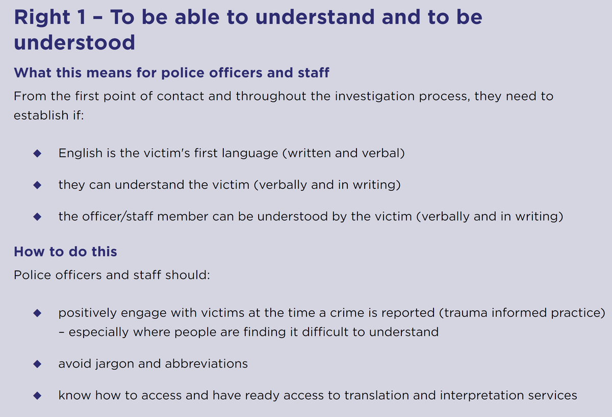CollegeofPolice's tweet image. There are 12 overarching rights in the new #VictimsCode, find out more about how police officers and staff can use them to support victims of crime: bit.ly/3sCEjYW

➡️ Right 1