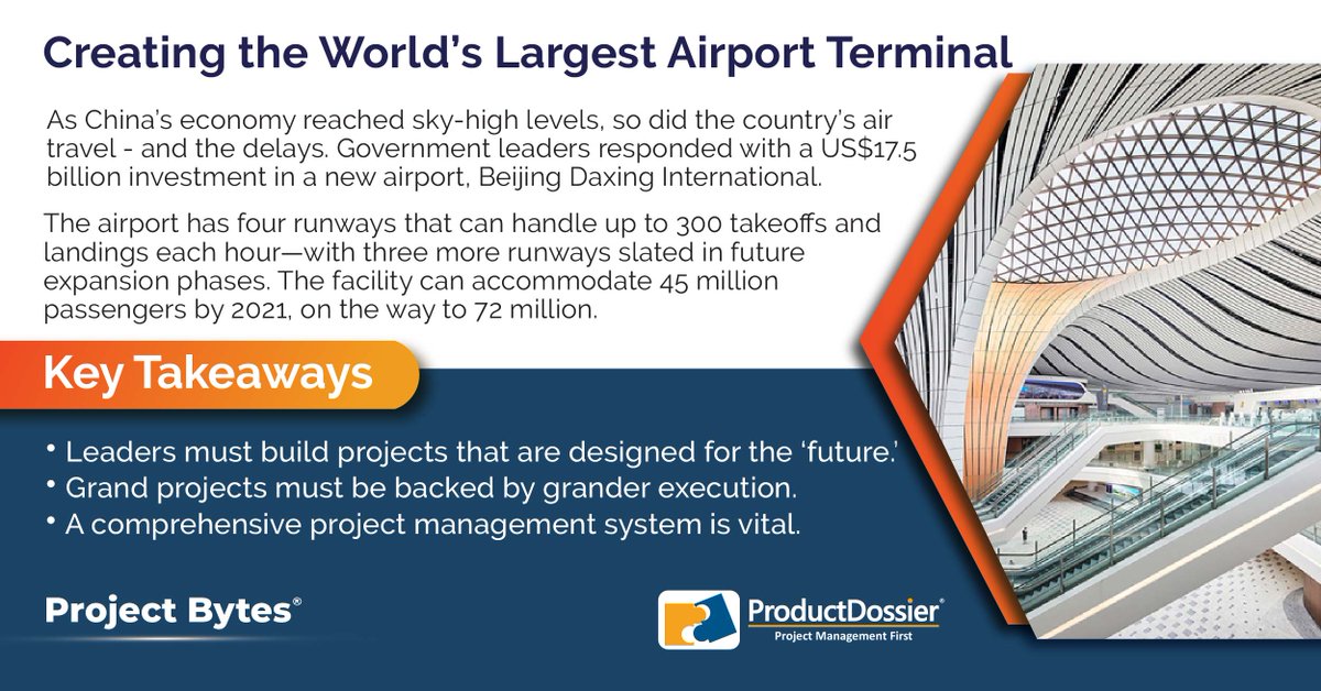 kytespsa's tweet photo. Beijing’s new Daxing International Airport now has the world’s largest airport terminal. Here are the key project management lessons to learn from this outstanding futuristic project. #projectmanagement #projectbytes #largestairport #beijingairport https://t.co/2msS2Pdm1Q