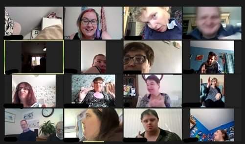 PowysFirst's tweet image. Tuesday Zoom day! Great fun today discussing things that have made us smile, a quiz and a dance to Elton John 😁😁😁

A big Happy Birthday to Rosie Williams Jones 🥳🥳🥳🥳🥳

Next week we are talking about the Senedd Elections!

#selfadvocacy #zoom #campaign #singing #smiling