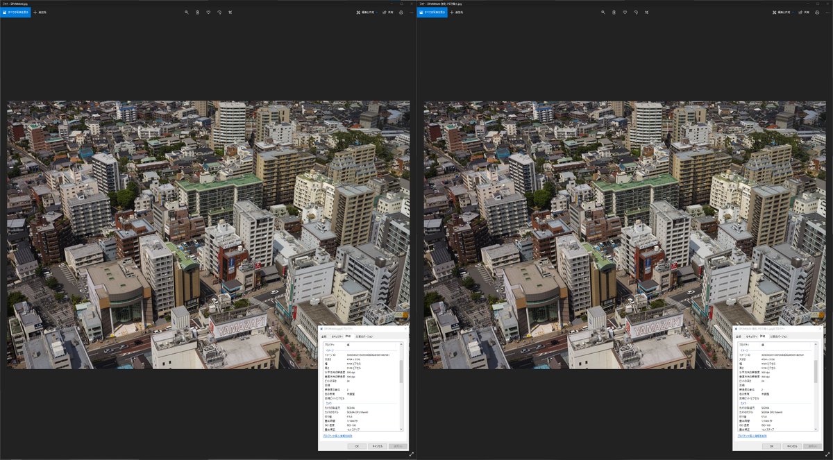 Fox_now's tweet image. #SIGMA #DPmerrill 系も #SPP でTIFF化すればACRに読み込んで【スーパー解像】出来た👍 本来の出力サイズ4704×3136=約1475万画素は今現在となってはかなり小さいけどスーパー解像化で #SIGMAfpL に迫る9408×6272=約5900万画素に！

でもオリジナル(左)サイズに縮小(右)しても画質向上は認められず…😓