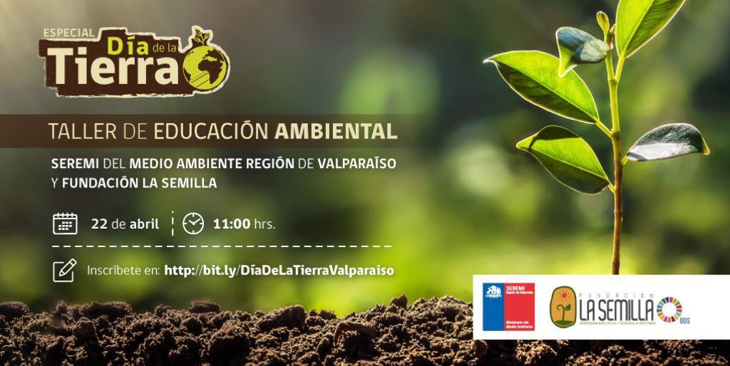 Especial #DiaDeLaTierra2021 🌍 

Taller de Educación Ambiental 📖🌱
Súmate a nuestra charla virtual junto a <a href="/fundlasemilla/">Fundación La Semilla</a> e infórmate cómo llevar la Acción Climática a tu 🏡 

🗓 22 de abril 
⏰ 11:00 hrs
Inscripciones en : bit.ly/DíaDeLaTierraV…

¡Los esperamos!
