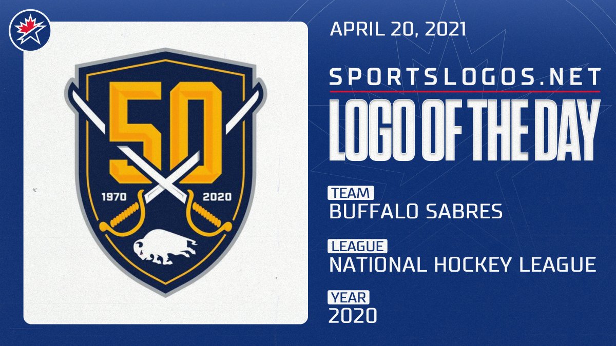 Logo of the Day - April 20, 2021:Buffalo Sabres Anniversary (National Hockey League) circa 2020See it on the site here:  https://www.sportslogos.net/logos/view/481042020/Buffalo_Sabres/2020/Primary_Logo