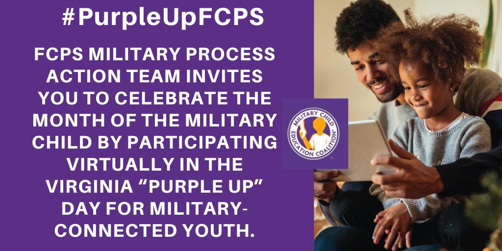 FCPS School Psychology Services (@fcpspsychs) on Twitter photo Tomorrow is #purpleupFCPS! Make sure to wear your purple tomorrow to show support and gratitude for our many military children and families in FCPS for their strength and sacrifices that they make each day #tipfortoday #MonthoftheMilitaryChild <a href="/fcpsnews/">Fairfax Schools š</a> Tomorrow is #purpleupFCPS! Make sure to wear your purple tomorrow to show support and gratitude for our many military children and families in FCPS for their strength and sacrifices that they make each day #tipfortoday #MonthoftheMilitaryChild <a href="/fcpsnews/">Fairfax Schools š</a>
