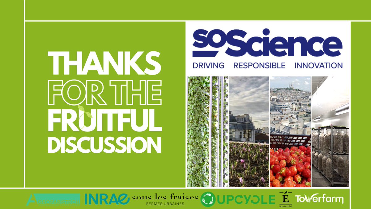 Today we were lucky to participate in fruitful conversations on #urbanagriculture and its prospective applications. We would like to thank the organisers, <a href="/SoScienceTweet/">SoScience!</a> and participants: <a href="/SousLesFraises/">Sous les fraises</a>, <a href="/UpCycleFR/">UpCycleFR</a>  and <a href="/bienelevees/">Bien Élevées</a> for this interesting meeting! Keep in touch!