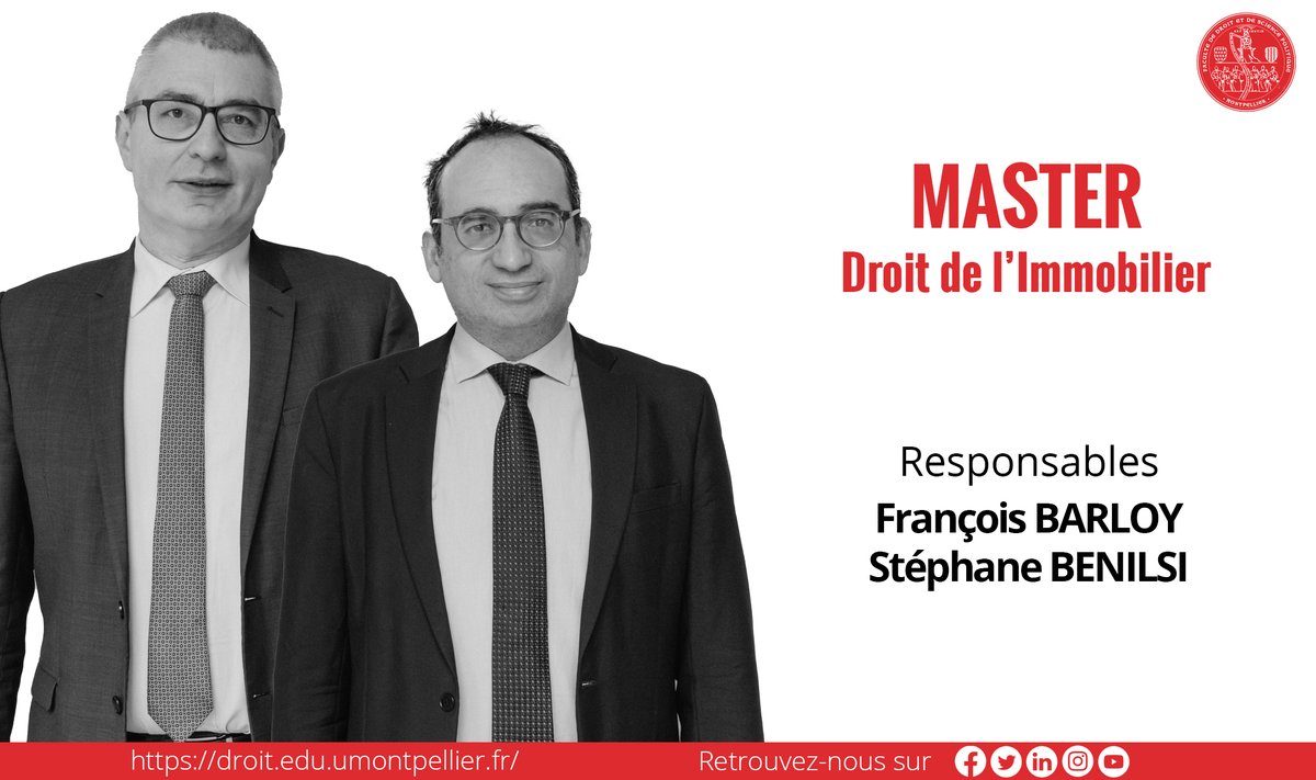 Faculte_DSP_UM's tweet photo. [11/31] Master DROIT DE L'IMMOBILIER (Resp. F. Barloy et @sbenilsi) https://t.co/zUbO3esCed