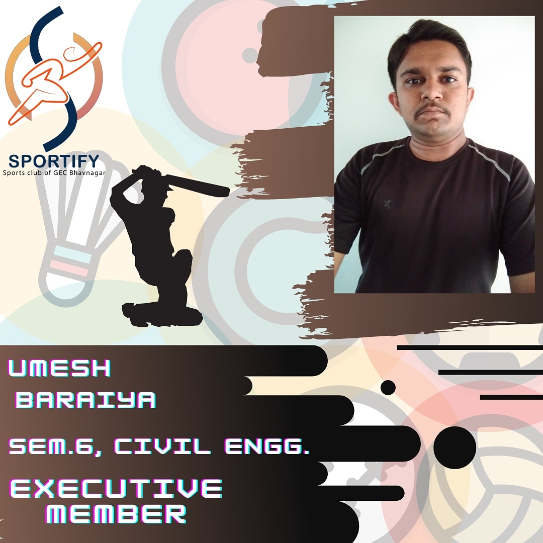 SportifyGecBvn's tweet photo. Meet our executive member, Umesh baraiya.
@Umesh_1481 
#sportify #sportsclub #sportsclubofgecbvn #gecbvn #gecbvnstudents #sports 
#playlikeachampion 
@gecbhavnagar 
@gecbvnstudents https://t.co/HloMHnP4AT