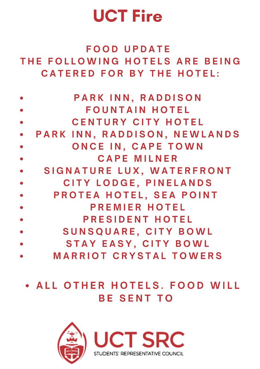 UCT_SRC's tweet image. UPDATE ON FOOD AND DONATIONS