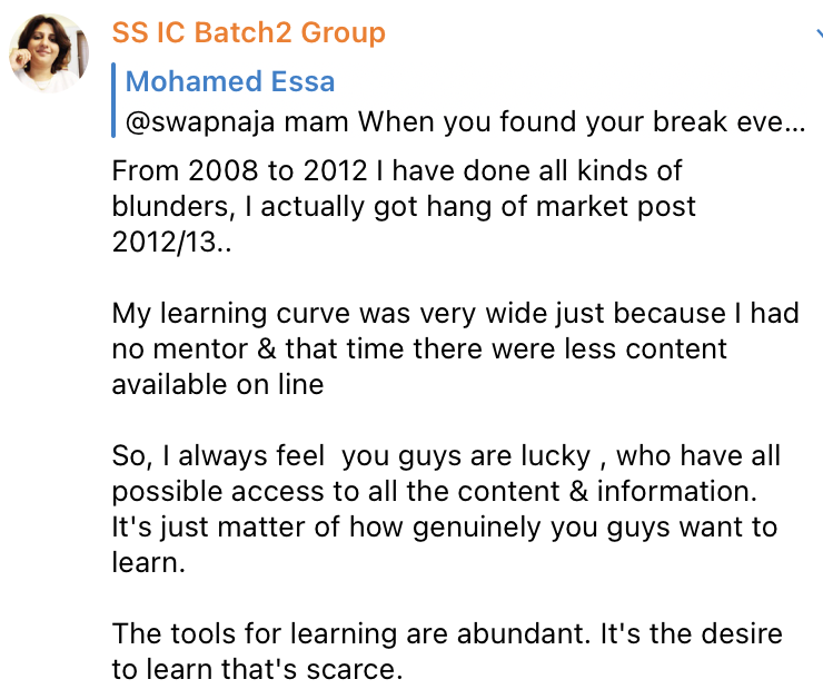 A piece of advice that I gave to my webinar participants today might help newbies in the Market..