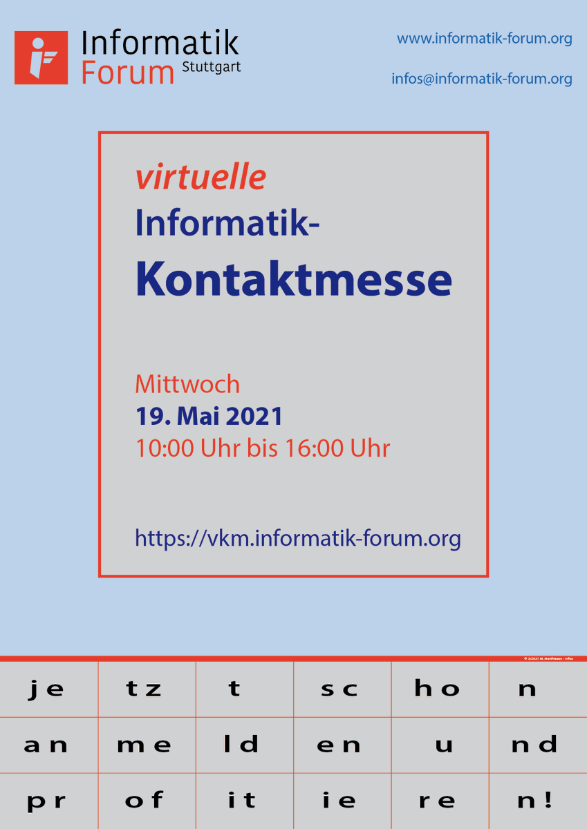 infos_stuttgart's tweet photo. Die 47. infos-Kontaktmesse findet virtuell am 19. Mai von 10-16 Uhr statt. 

Infos und Registrierung unter: https://t.co/lQqk30Xsdu

Teilnehmen und anmelden! https://t.co/bXdr7zlAt0