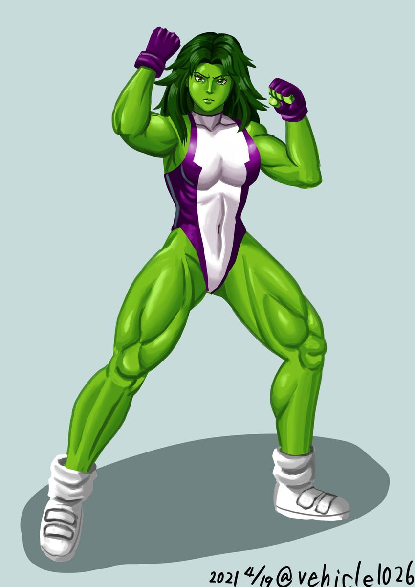 ビークル On Twitter アメコミキャラのシーハルクさんを描きました シーハルク マーベル Shehulk Marvel アメコミ