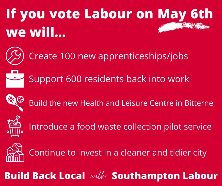 .@Soton_Labour has ambitious, transformative plans for the city and the issues that we face as a community. After the pandemic it’s more important than ever to #BuildBackLocal, and only a vote for Labour will ensure the city gets the investment that it needs to recover.