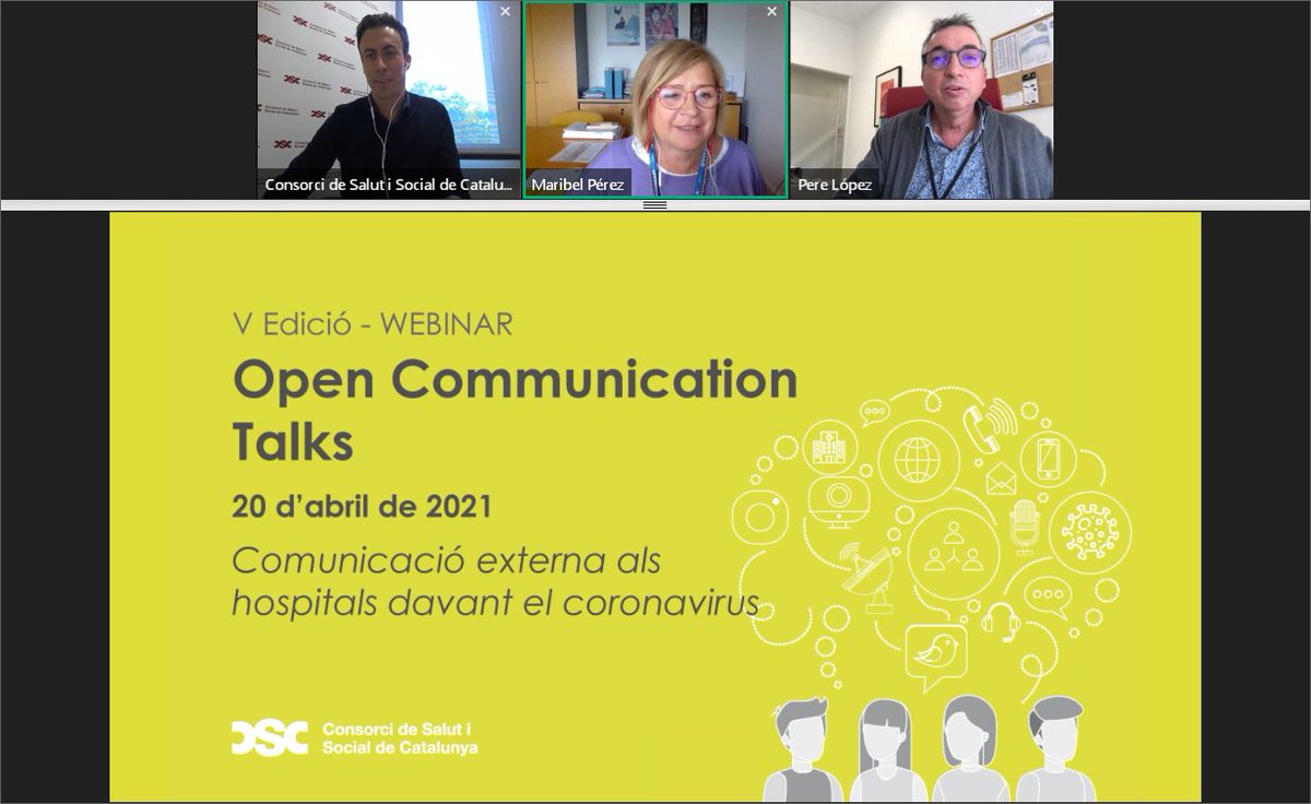 CSC_Consorci's tweet photo. 📢Comença la Open Communication Talks CSC: Comunicació externa als hospitals davant el coronavirus 🎙️📺🏥#comtalksCSC
🗣️Comptem com a ponents amb @maribelperezBCN,
dircom @hospitaldelmar, i Pere López, dircom @HospitalReus. Modera la sessió @SergiEstudillo, dircom #ConsorciCSC https://t.co/ekRyIUherA