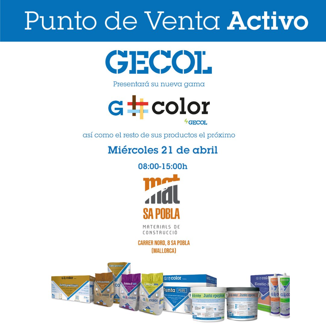 GECOLoficial's tweet photo. Mañana tendremos otro Punto de Venta Activo en Mallorca en las instalaciones de Mat Sa Pobla
#GECOLequip #GECOLpva https://t.co/291oBis7ol