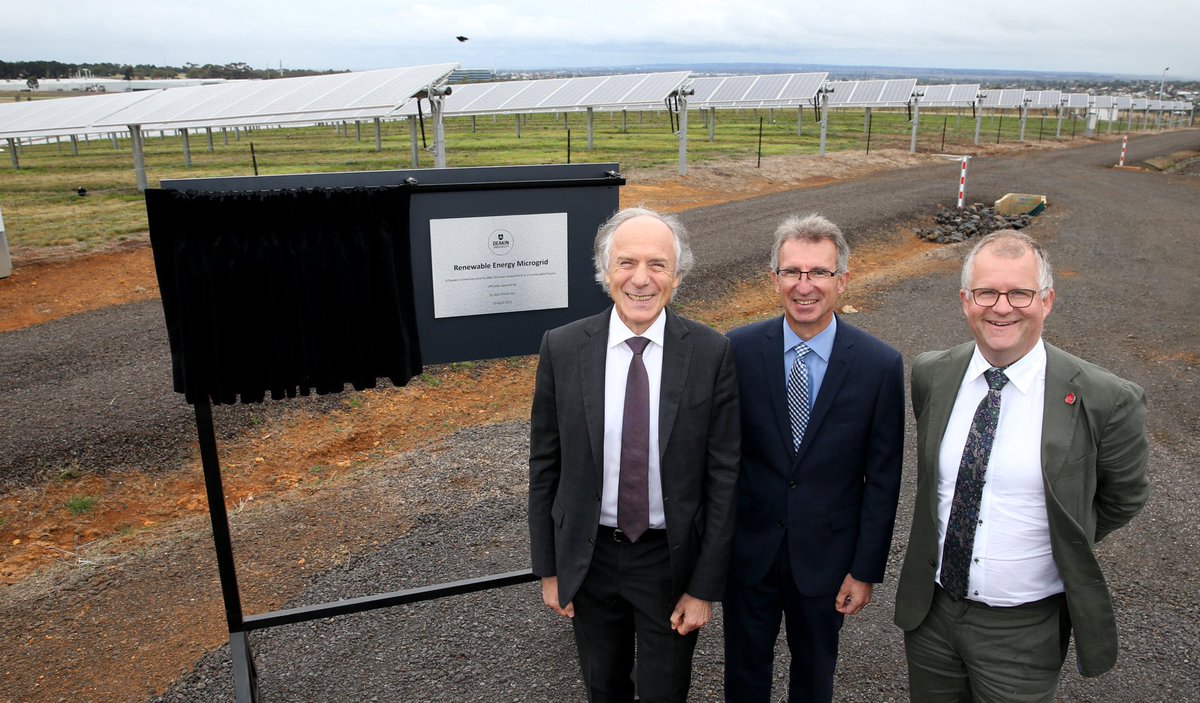 RebeccaBartel's tweet photo. Dr #AlanFinkel AO & @IainMartinVC officially turned the key on the $23M @Deakin #RenewableEnergy Microgrid “In order to decarbonise the energy system,50% of technologies are yet to be invented...A significant amount of research is needed. Go Deakin! May the force be with you”- AF https://t.co/KpiWICXiZM