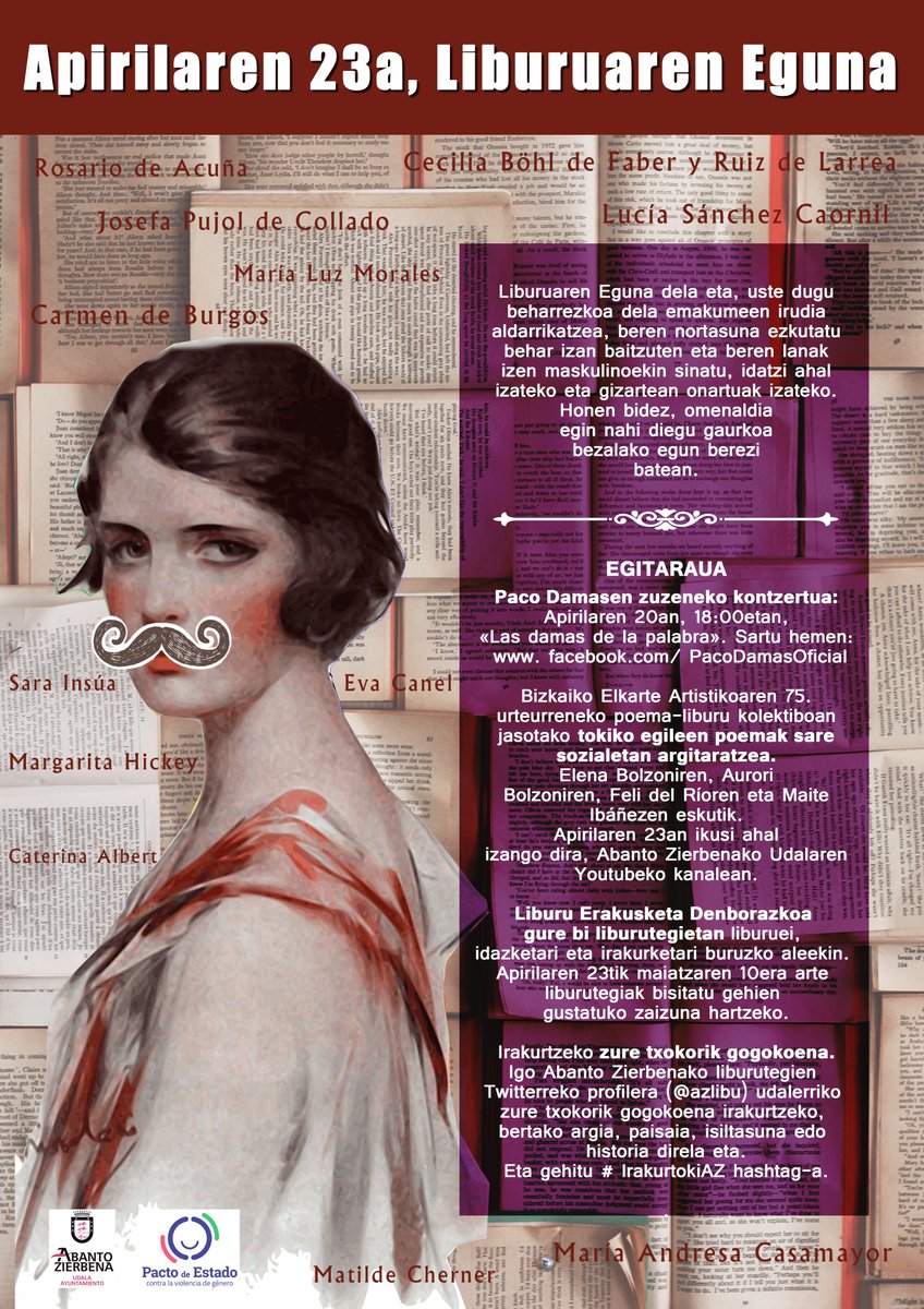 AbantoZierbena's tweet image. 📖📚📜 Abanto Zierbenako Udalak egitarau bat antolatu du, datorren ostiralean, apirilak 23, burutuko den Liburuaren Eguna dela eta.

👇