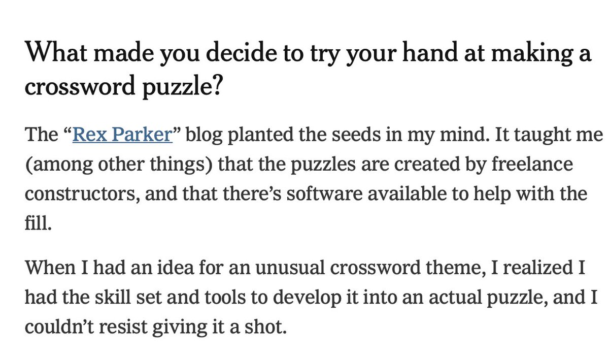 This makes me happy. Thanks for the mention in your recent (-ish) "Wordplay" interview, <a href="/JonathanMKaye/">Jonathan Kaye</a> #NYTXW