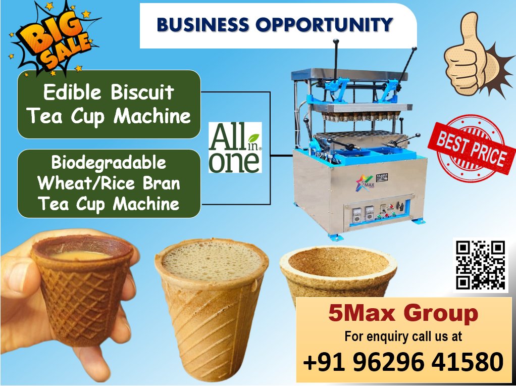 5Max Group - Organic Cups
#OrganicEdibleBiscuitTeaCupMachine
#BiodegradableRiceBranWheatOrganicTeaCupMachine