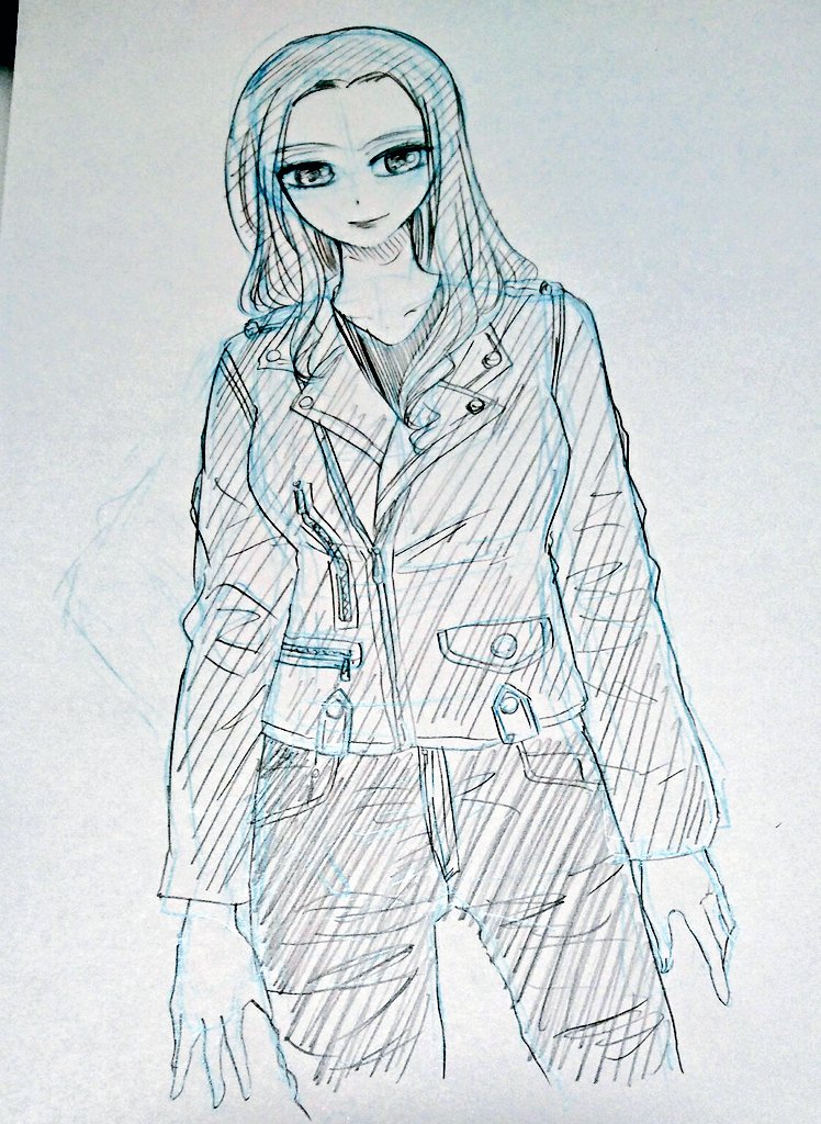 木衣 きい 革ジャン女子 イラスト お絵描き 落書き 創作 女の子イラスト アナログイラスト 木衣 きい 革ジャン女子 イラスト お絵描き 落書き 創作 女の子イラスト アナログイラスト