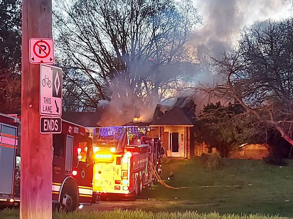 Update 2 - Fire crews have the fire under control with no exposure threat.  Deep seeded burning still within the structure, #safetyofficer keeping collapse zone defined, rehab and Decon setup.