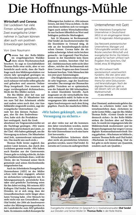 DrDirkAndres's tweet photo. Mein Kollege RA Olaf Seidel berichtet in DER SONNTAG, der Wochenzeitung für die Ev.-Luth. Landeskirche Sachsens (Ausgabe Nr. 16 vom 18. April 2021, https://t.co/jwV2ILVuoQ), über Wirtschaft in Zeiten von Corona #Restrukturierung #Sanierung #ESUG #Eigenverwaltung #AndresPartner https://t.co/zxzNY6DglE
