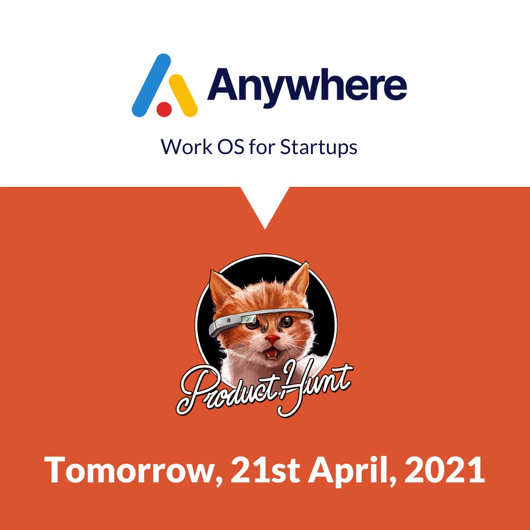 AnywhereAppIO's tweet photo. We are launching on #ProductHunt tomorrow. We would really appreciate it if you could create an account and give us a much-needed up-vote or maybe even a review!
Thanks for the support!
#Anywhere #Startups #AnywhereForStartups #WorkOS #WorkOSForStartups #RemoteWork #WFH https://t.co/UQ3V5egbsM