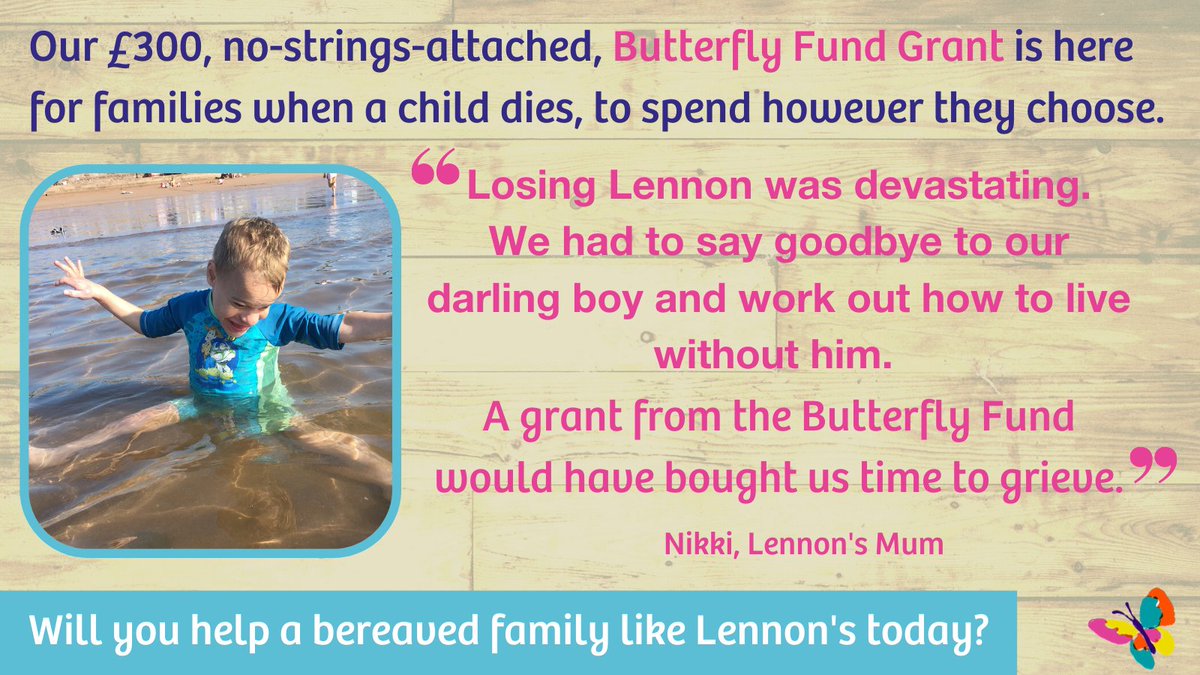 Tog4ShortLives's tweet photo. Nikki &amp; Ian had 10 happy years with Lennon. But when he died they were left worrying about money. 
"A Butterfly Fund Grant would have given us time to process our grief &amp; stop worrying about money." 
Will you donate &amp; give a family time to grieve today?🦋 
https://t.co/19kLRT1MXg https://t.co/uoEpyYAyju