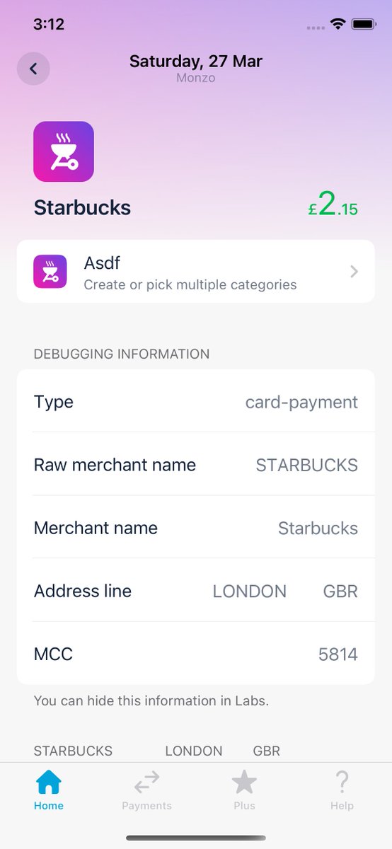 The header on the transaction details page mirrors the gradient of the category icon, but we then we add an additional mask gradient to fade that content into the rest of the screen. Gradients on gradients on gradients.