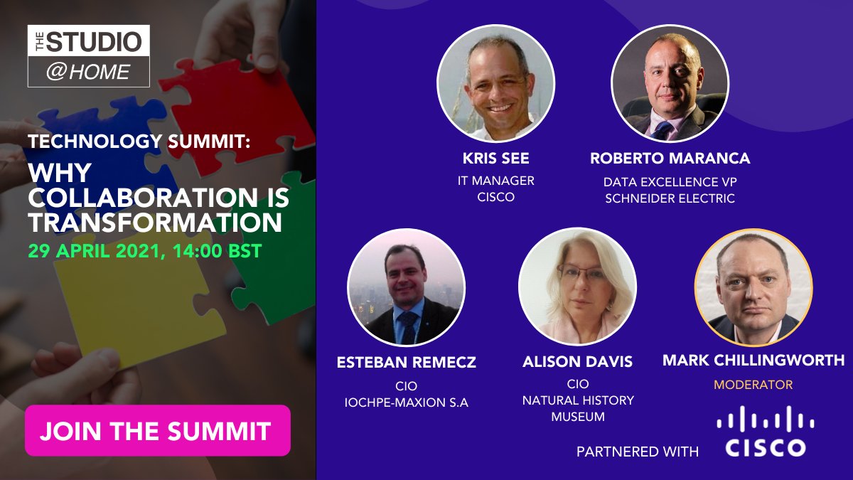 Register for the Technology Summit and gain access to 24 roundtables created by 100+ technology leaders, and network with your peer from across the globe on April 29th.

REGISTER NOW TheStudio.ht/Summit

Made in partnership with <a href="/Cisco/">Cisco</a>.

#TheStudio #tech #leadership #cios