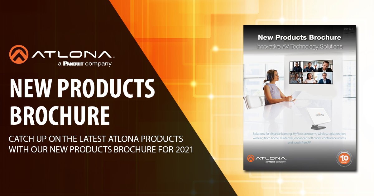 Atlona's tweet image. Have you seen our new products brochure yet for 2021? Don&apos;t miss out on the latest and greatest Atlona AV products and see our entire lineup for the year!

Read it here: bit.ly/3vau3It

#presentationsystems #AVTweeps #proAV #collaboration #conferenceroom