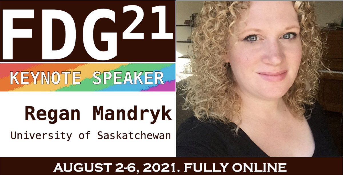 FDGconf's tweet image. 🎙Announcement🎙Meet our third #FDG21 keynote speaker Dr. Regan Mandryk (@reganmandryk) Professor at @usask and pioneer of #AffectiveComputing in computer games, expert in novel ways to understand #PlayerExperience and interested in #GamesForWellbeing fostering #SocialGaming🏳️‍🌈