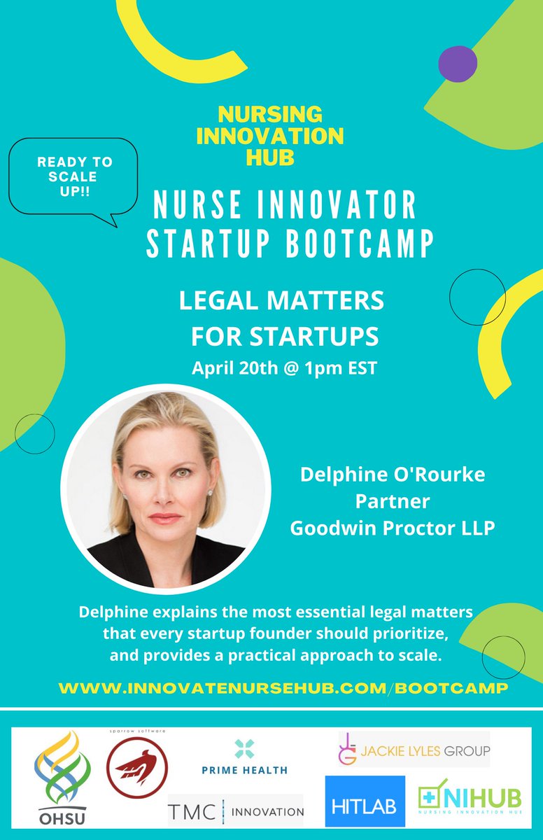 Excited for today's {LIVE} session for NIHUB Bootcamp at 1pm EST with Delphine O'Rourke, Partner at #Goodwin Life Sciences and Healthcare

🌟Learn more about our Startup Bootcamp: innovatenursehub.com

#NIHUBbootcamp #MiamiTech #founders #healthtech #nurseled #innovators #tech