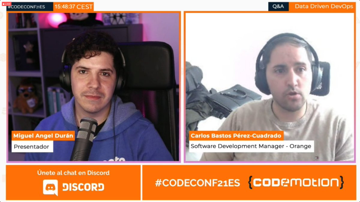 agarcia's tweet image. Como siempre, gran charla de @cbastospc sobre su perspectiva como desarrollador de nuestros pipelines de DevOps en @orange_es para @CodemoMadrid 

#Codemotion #codeconf21es