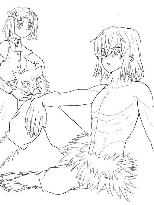 #鬼滅の刃
#イラスト
#絵描きさんと繋がりたい
#イラスト好きな人と繋がりたい
#嘴平伊之助 
#線画
#春の創作クラスターフォロー祭り 