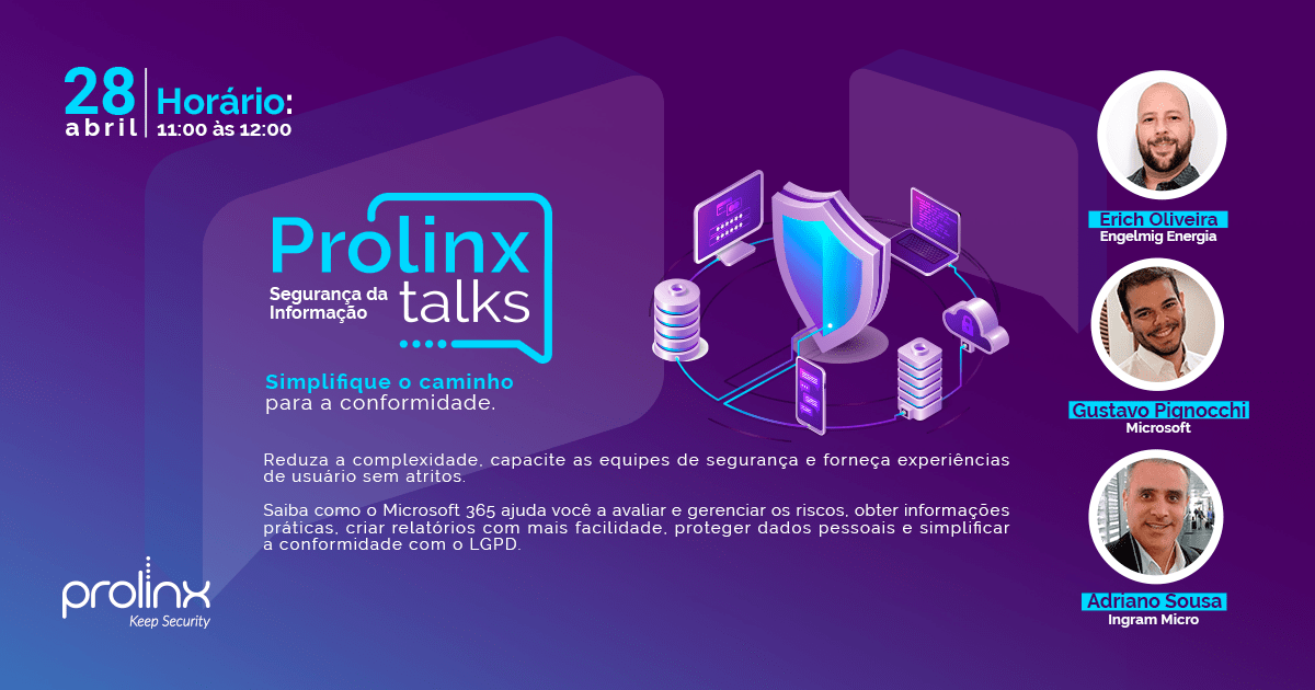 prolinxTI's tweet photo. Simplifique o caminho para a conformidade com Microsoft 365.
Reduza a complexidade, capacite as equipes de segurança e forneça experiências de usuário sem atritos.
Dia 28 de abril às 11:00 horas.
#Microsoft #ProlinxTalks #ConteComAProlinx
Inscreva-se → https://t.co/3qBDIOmOmJ https://t.co/xAyW2ld3Jn