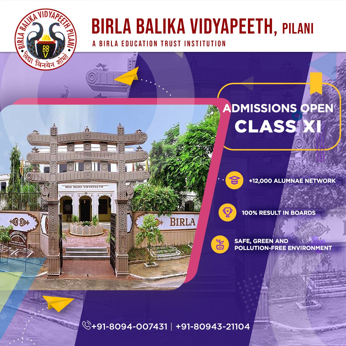 bbvpilani's tweet photo. Fill up the registration form on https://t.co/SqFXgiBmAv OR call us on 80943-21104 / 80940-07431 to know more.
#BBVPilani #BetPilani #AdmissionOpen #ApplyNow #LifeAtBBVP #CBSE #Education #SchoolAdmission https://t.co/B5p85lXB9k