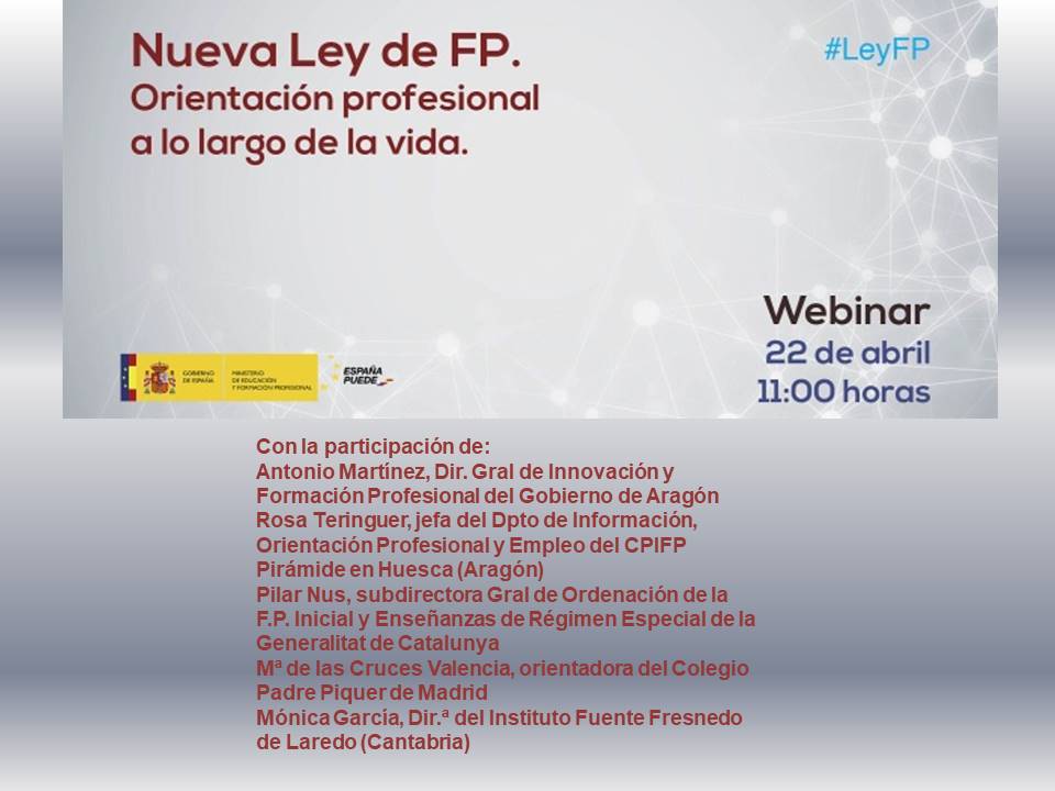 todofp's tweet photo. El Jueves 22 a las 11, no te pierdas el 9º webinar Nueva ley de FP. Orientación profesional a lo largo de la vida. 
Puedes seguirlo en directo aquí: ⬇️ https://t.co/r2uOGhxEcb https://t.co/mxLwI08NNW