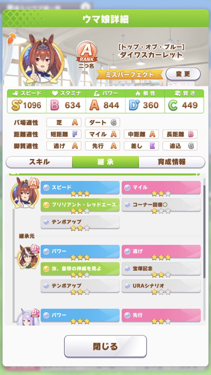 Ippan ウマ娘 ウマ娘フレンド募集 キタサンブラック 完凸 ダイワスカーレット 因子9 スピ3 パワ6 マイル2 逃げ3 先行2